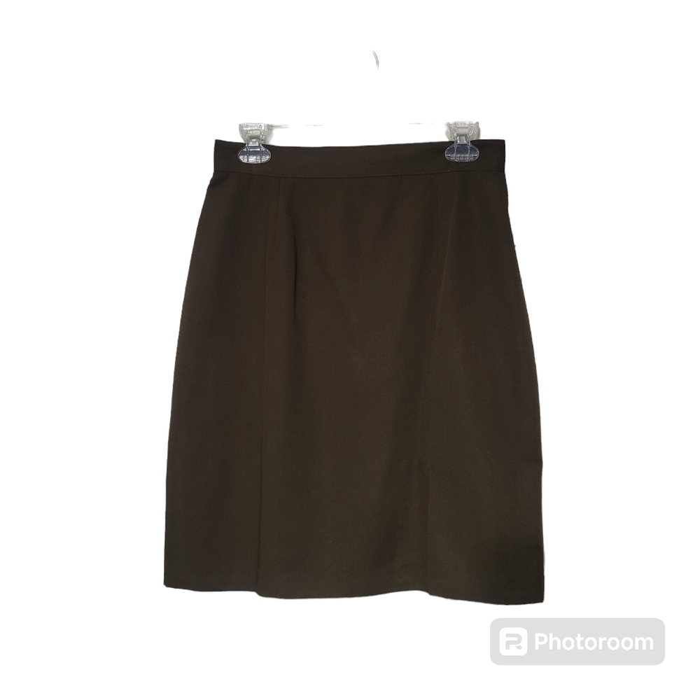 Sag Harbor Olive‎ Green Front Side Slit Zip Back Elastic Waist Skirt Size 12 NWT